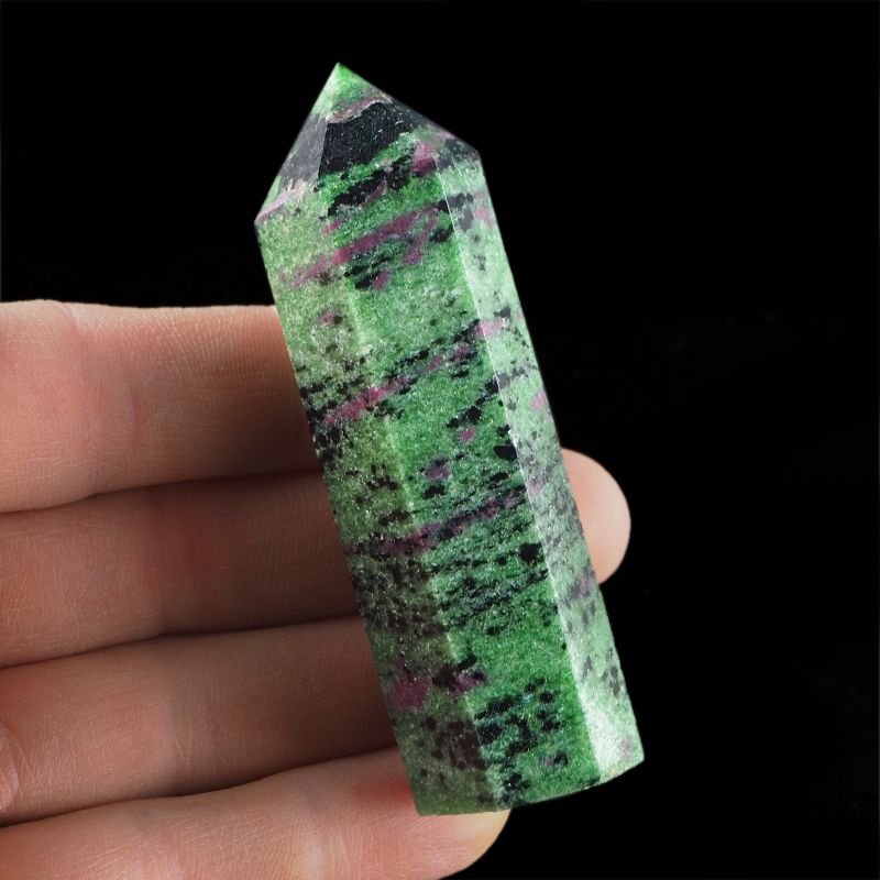 RUBIN, ZOISYT, PARGASYT - OBELISK 78 mm - FLUORESCENCYJNY -  TANZANIA