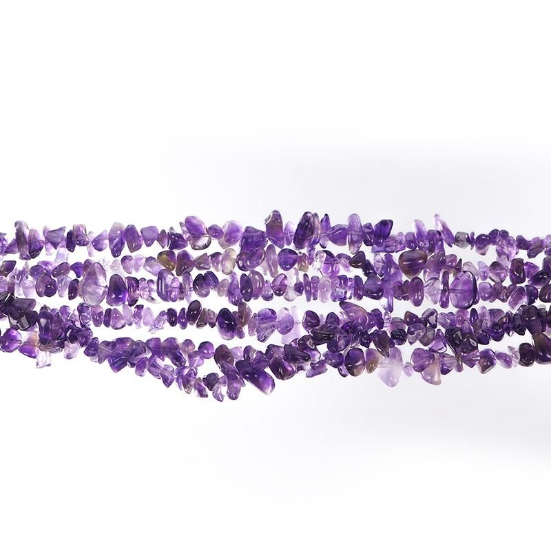 AMETYST - ASZYJNIK Z NATURALNYCH KAMIENI Z ZAPIĘCIEM - 45 cm