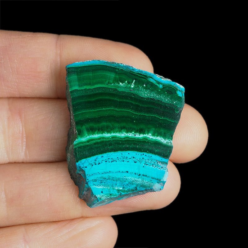 CHRYZOKOLA, MALACHIT - POLEROWANA PŁYTKA - 41 mm - KONGO