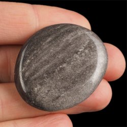 OBSYDIAN SREBRNY - PŁASKI OTOCZAK - 41 mm