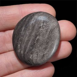 OBSYDIAN SREBRNY - PŁASKI OTOCZAK - 41 mm