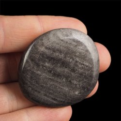 OBSYDIAN SREBRNY - PŁASKI OTOCZAK - 45 mm