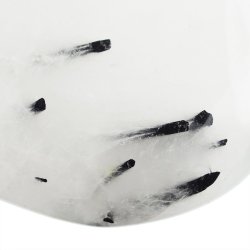KRYSZTAŁ GÓRSKI Z CZARNYM TURMALINEM  - PŁASKI OTOCZAK - 42 mm