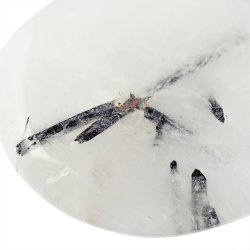 KRYSZTAŁ GÓRSKI Z CZARNYM TURMALINEM  - PŁASKI OTOCZAK - 44 mm