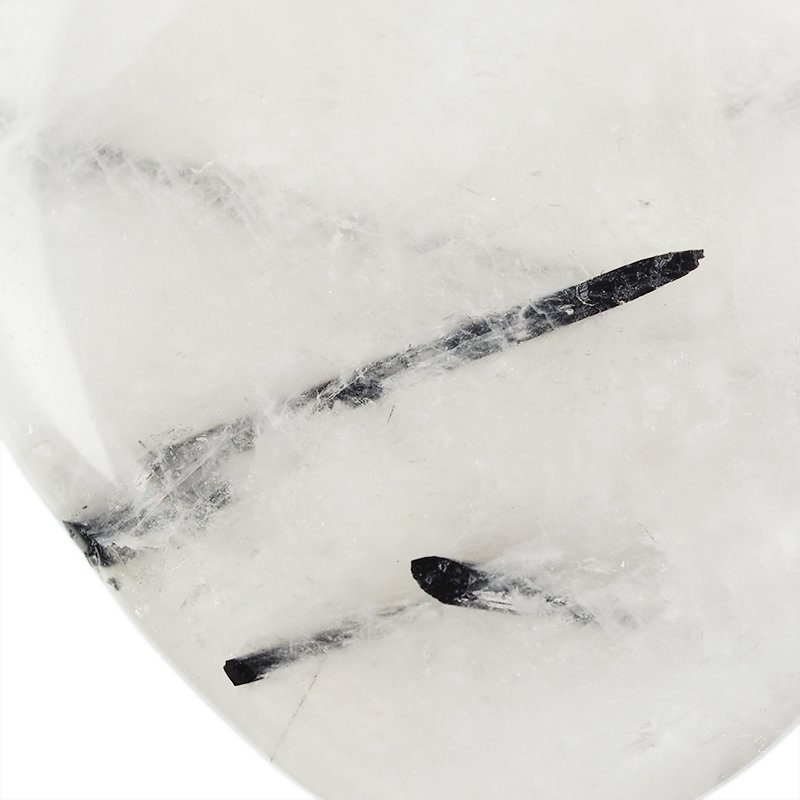 KRYSZTAŁ GÓRSKI Z CZARNYM TURMALINEM  - PŁASKI OTOCZAK - 43 mm