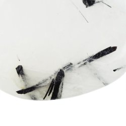 KRYSZTAŁ GÓRSKI Z CZARNYM TURMALINEM  - PŁASKI OTOCZAK - 39 mm