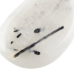 KRYSZTAŁ GÓRSKI Z CZARNYM TURMALINEM  - PŁASKI OTOCZAK - 44 mm