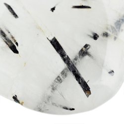 KRYSZTAŁ GÓRSKI Z CZARNYM TURMALINEM  - PŁASKI OTOCZAK - 38 mm