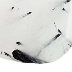 KRYSZTAŁ GÓRSKI Z CZARNYM TURMALINEM  - PŁASKI OTOCZAK - 38 mm