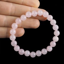 KWARC RÓŻOWY - BRANSOLETKA Z NATURALNYCH KAMIENI - KULKA 8mm