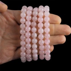 KWARC RÓŻOWY - BRANSOLETKA Z NATURALNYCH KAMIENI - KULKA 8mm