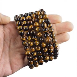 TYGRYSIE OKO - BRANSOLETKA Z KAMIENI NATURALNYCH - KULKA 8mm