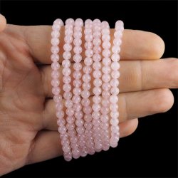 KWARC RÓŻOWY - BRANSOLETKA Z NATURALNYCH KAMIENI - KULKA 4mm