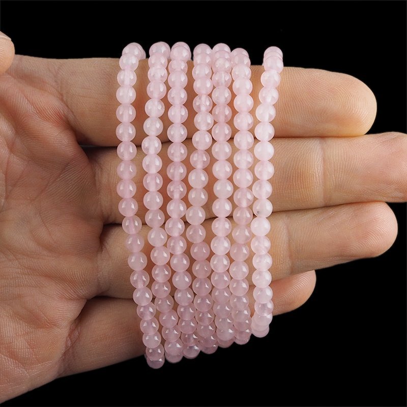 KWARC RÓŻOWY - BRANSOLETKA Z NATURALNYCH KAMIENI - KULKA 4mm