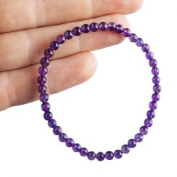 AMETYST - BRANSOLETKA Z NATURALNYCH KAMIENI - KULKA 4mm