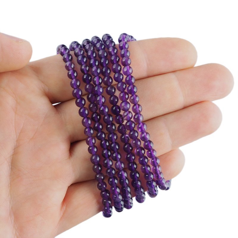 AMETYST - BRANSOLETKA Z NATURALNYCH KAMIENI - KULKA 4mm