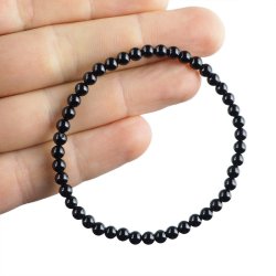 TURMALIN CZARNY - BRANSOLETKA Z KAMIENI NATURALNYCH - KULKA 4mm