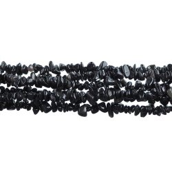 OBSYDIAN CZARNY - NASZYJNIK Z NATURALNYCH KAMIENI Z ZAPIĘCIEM - 45cm