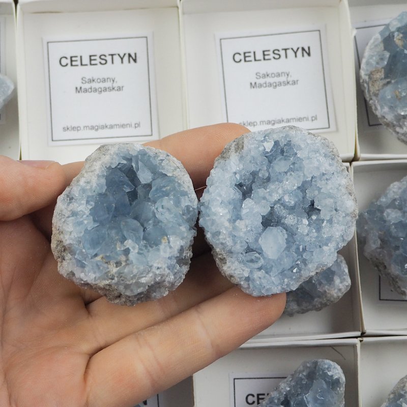 CELESTYN - MINERAŁ W PUDEŁKU Z OPISEM - 35-55 mm - MADAGASKAR