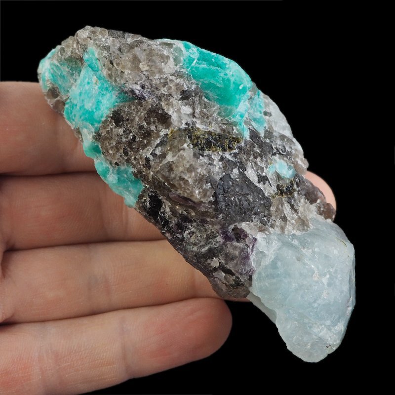 AMAZONIT, KRYSZTAŁ GÓRSKI, KWARC DYMNY - BRYŁKA - 95 mm - MADAGASKAR
