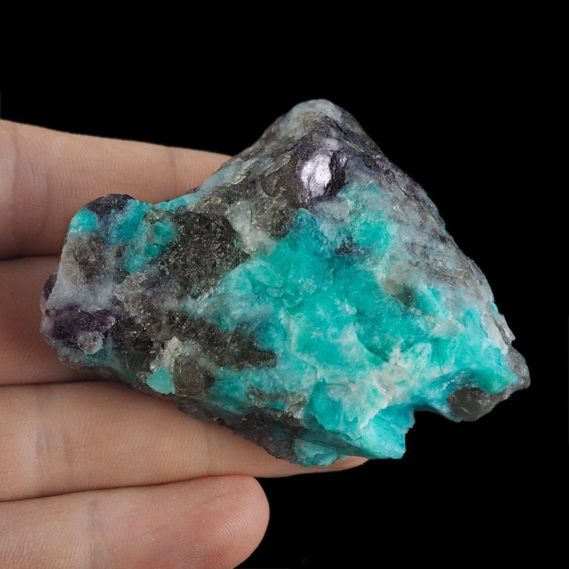 AMAZONIT, KWARC DYMNY, LEPIDOLIT - BRYŁKA - 67 mm - MADAGASKAR