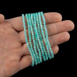 AMAZONIT - BRANSOLETKA Z NATURALNYCH KAMIENI - KULKA FASET. 3mm