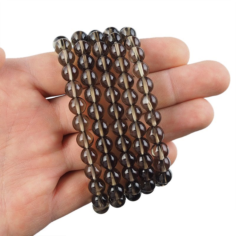 KWARC DYMNY - BRANSOLETKA Z NATURALNYCH KAMIENI - KULKA 8mm