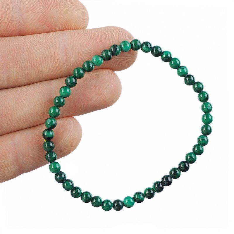 MALACHIT - BRANSOLETKA Z NATURALNYCH KAMIENI - KULKA 4mm