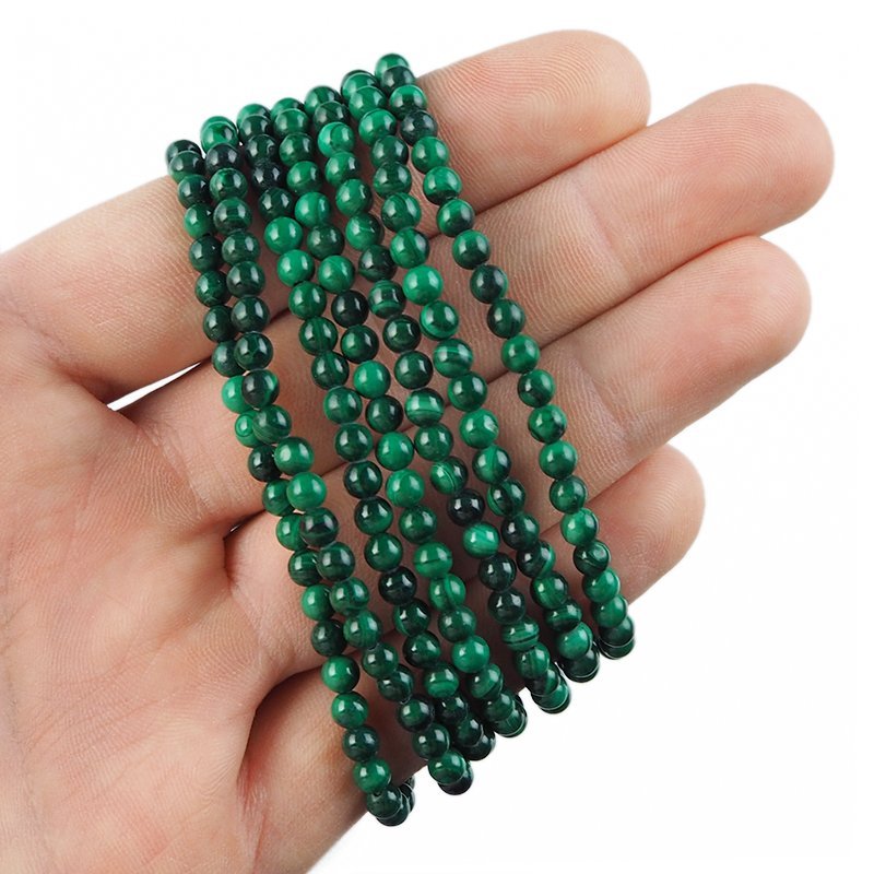 MALACHIT - BRANSOLETKA Z NATURALNYCH KAMIENI - KULKA 4mm