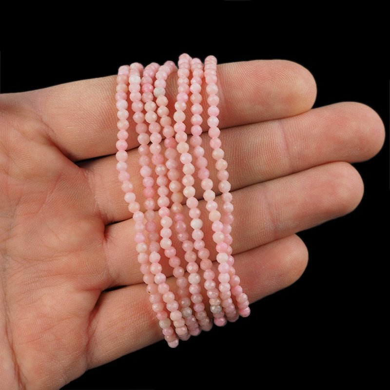 OPAL RÓŻOWY (OPAL ANDYJSKI) - BRANSOLETKA Z NATURALNYCH KAMIENI - KULKA FASET. 3mm