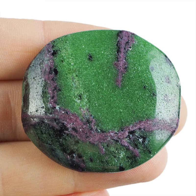 RUBIN, ZOISYT, PARGASYT - PŁASKI OTOCZAK - 44 mm - TANZANIA