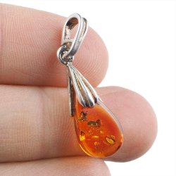 BURSZTYN - WISIOREK Z NATURALNYM KAMIENIEM - 32 mm