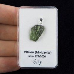 MOŁDAWIT - TEKTYT - WISIOREK Z NATURALNYM KAMIENIEM - 23 mm - CZECHY