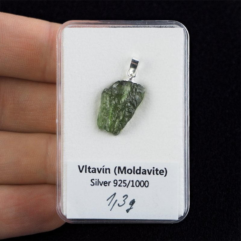 MOŁDAWIT - TEKTYT - WISIOREK Z NATURALNYM KAMIENIEM - 23 mm - CZECHY