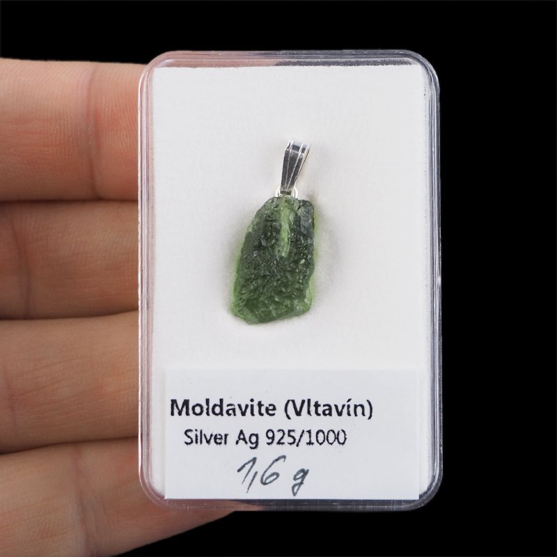 MOŁDAWIT - TEKTYT - WISIOREK Z NATURALNYM KAMIENIEM - 23 mm - CZECHY
