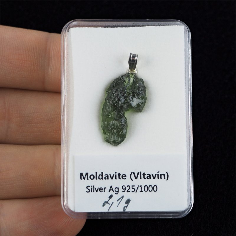 MOŁDAWIT - TEKTYT - WISIOREK Z NATURALNYM KAMIENIEM - 30 mm - CZECHY