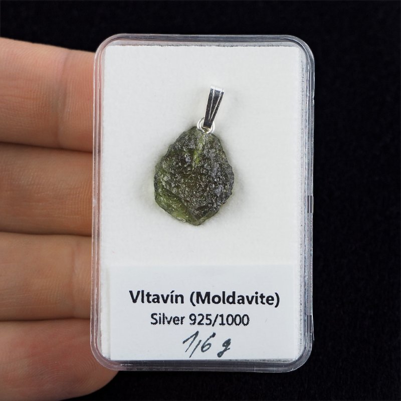 MOŁDAWIT - TEKTYT - WISIOREK Z NATURALNYM KAMIENIEM - 25 mm - CZECHY