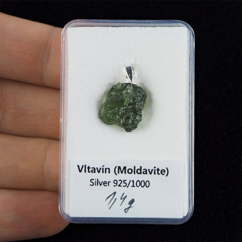 MOŁDAWIT - TEKTYT - WISIOREK Z NATURALNYM KAMIENIEM - 21 mm - CZECHY