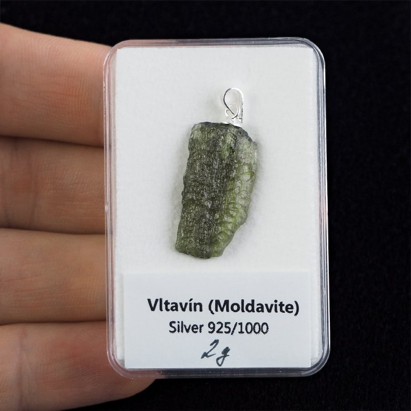 MOŁDAWIT - TEKTYT - WISIOREK Z NATURALNYM KAMIENIEM - 31 mm - CZECHY