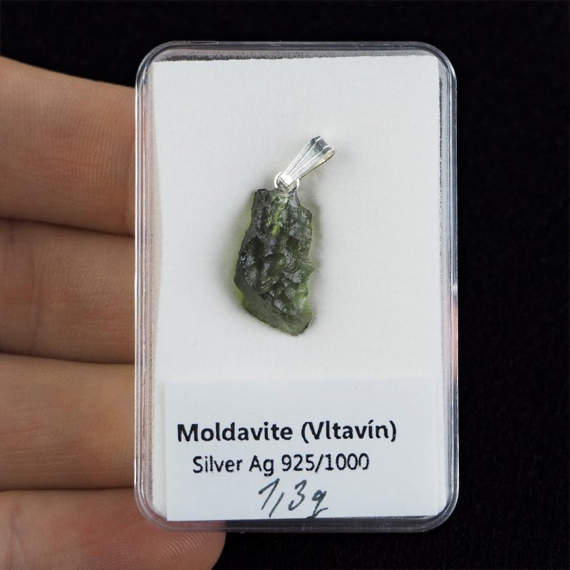 MOŁDAWIT - TEKTYT - WISIOREK Z NATURALNYM KAMIENIEM - 24 mm - CZECHY