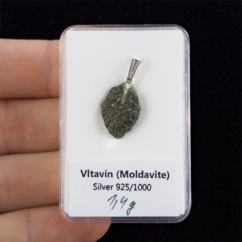 MOŁDAWIT - TEKTYT - WISIOREK Z NATURALNYM KAMIENIEM - 24 mm - CZECHY
