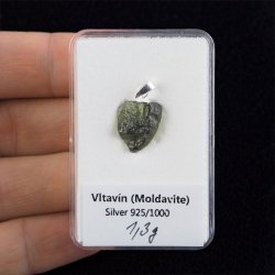 MOŁDAWIT - TEKTYT - WISIOREK Z NATURALNYM KAMIENIEM - 22 mm - CZECHY
