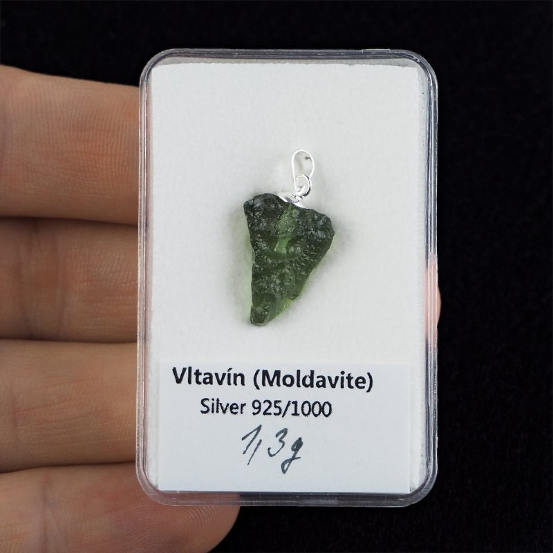 MOŁDAWIT - TEKTYT - WISIOREK Z NATURALNYM KAMIENIEM - 24 mm - CZECHY