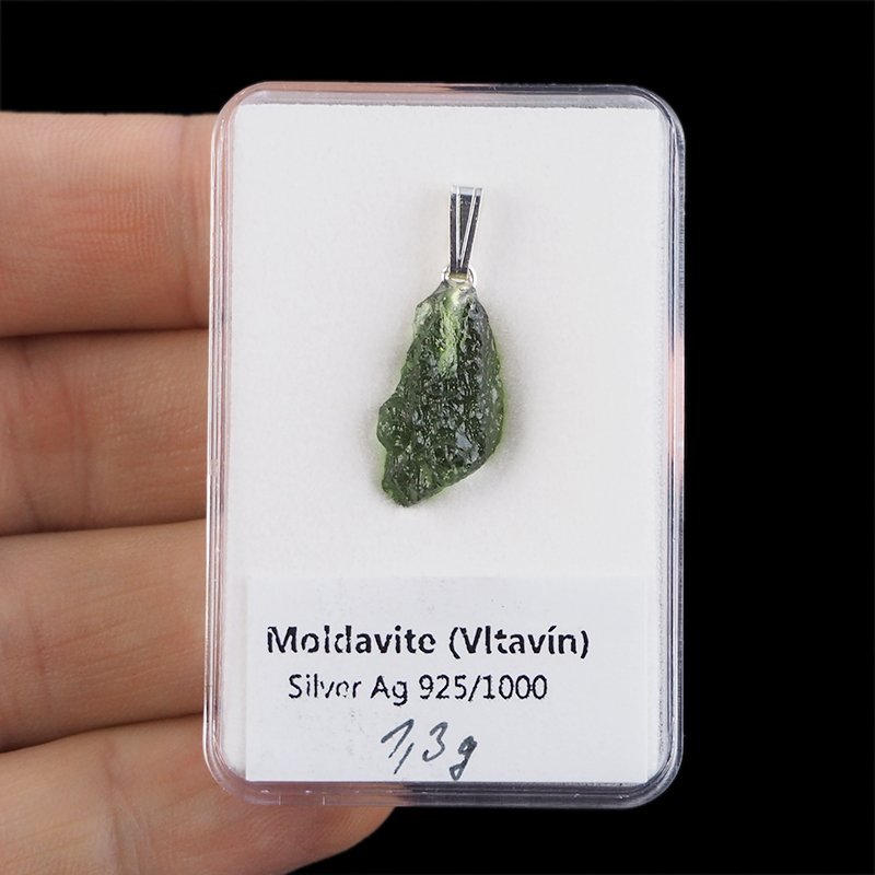 MOŁDAWIT - TEKTYT - WISIOREK Z NATURALNYM KAMIENIEM - 25 mm - CZECHY