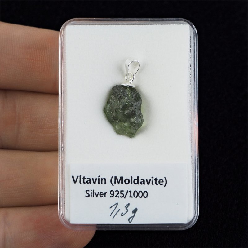 MOŁDAWIT - TEKTYT - WISIOREK Z NATURALNYM KAMIENIEM - 22 mm - CZECHY