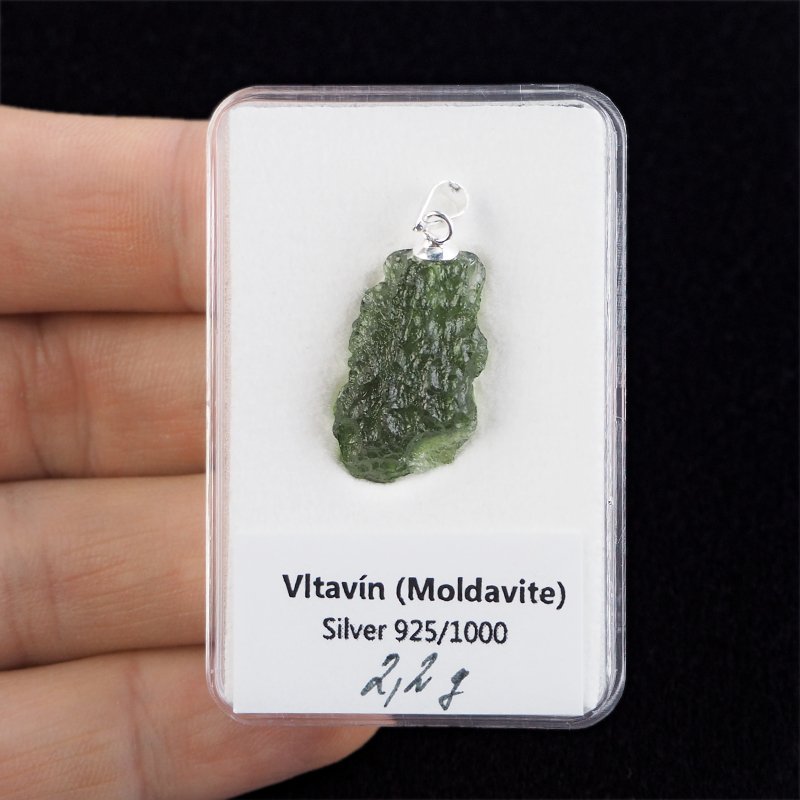 MOŁDAWIT - TEKTYT - WISIOREK Z NATURALNYM KAMIENIEM - 29 mm - CZECHY