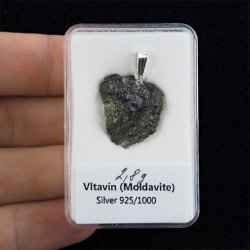 MOŁDAWIT - TEKTYT - WISIOREK Z NATURALNYM KAMIENIEM - 27 mm - CZECHY