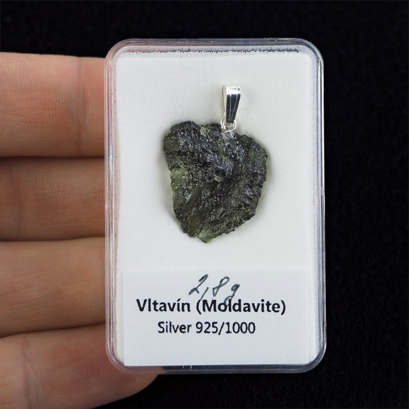 MOŁDAWIT - TEKTYT - WISIOREK Z NATURALNYM KAMIENIEM - 27 mm - CZECHY