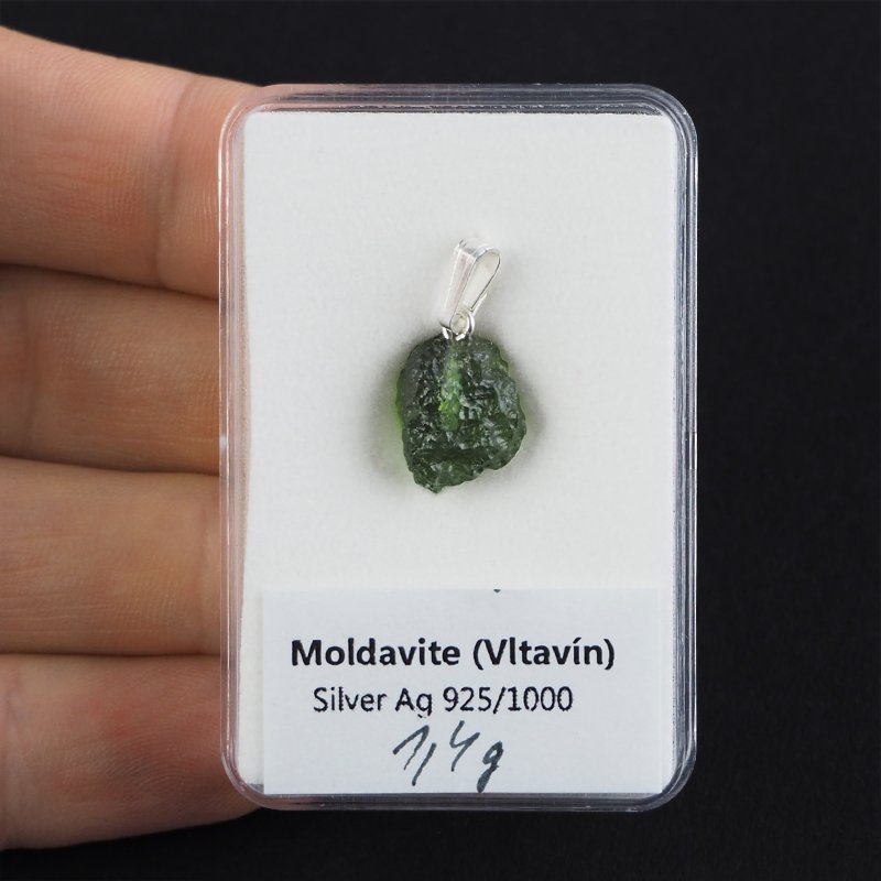 MOŁDAWIT - TEKTYT - WISIOREK Z NATURALNYM KAMIENIEM - 21 mm - CZECHY