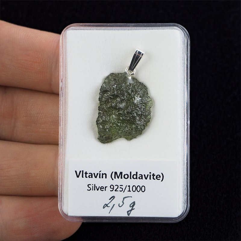 MOŁDAWIT - TEKTYT - WISIOREK Z NATURALNYM KAMIENIEM - 29 mm - CZECHY
